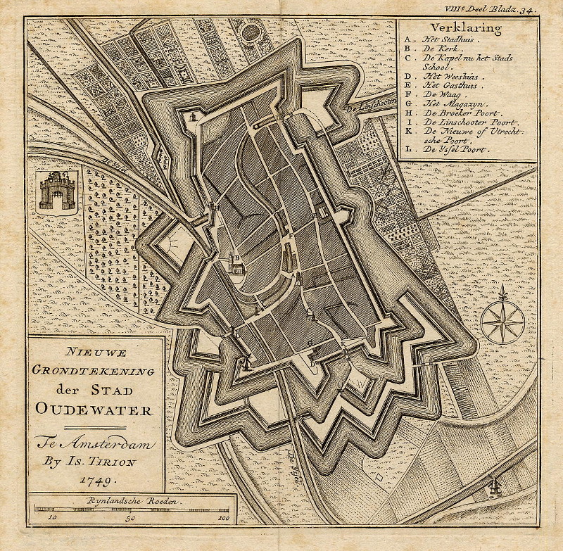 afbeelding van plattegrond Nieuwe grondtekening der stad Oudewater van I. Tirion (Oudewater)
