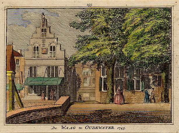 afbeelding van prent De Waag te Oudewater 1745 van H. Spilman (Oudewater)