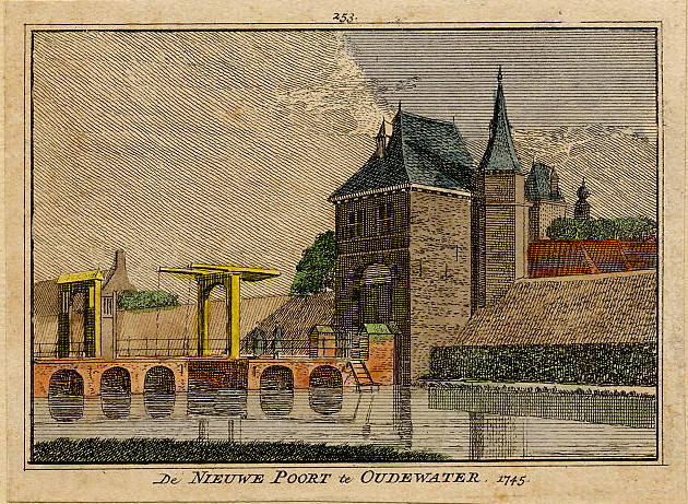 afbeelding van prent De Nieuwe Poort te Oudewater 1745 van H. Spilman naar H. de Wit (Oudewater)