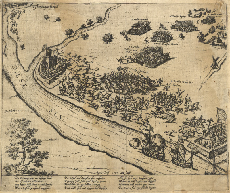 afbeelding van prent Slag bij Engelen, 1587 van F. Hogenberg (´s-Hertogenbosch)