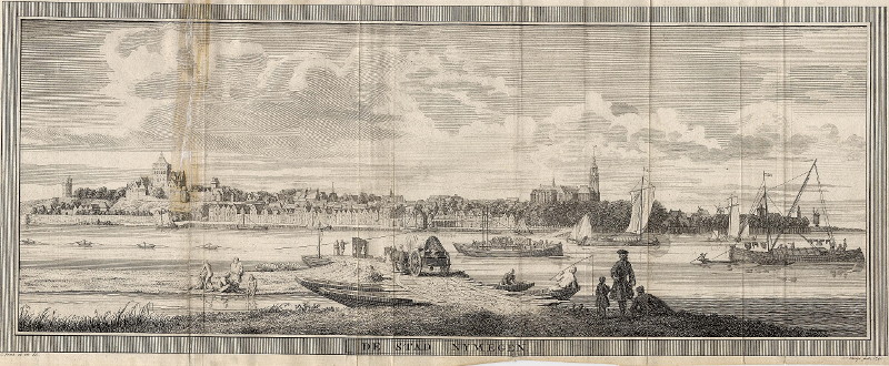 afbeelding van prent De stad Nijmegen van J.C. Philips naar C.Pronk (Nijmegen)