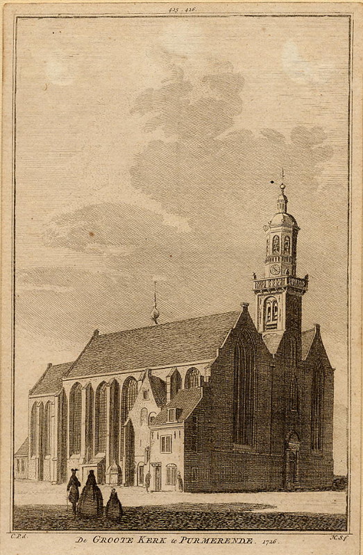 afbeelding van prent De Groote kerk te Purmerend,  1726 van H. Spilman en C. Pronk (Purmerend)