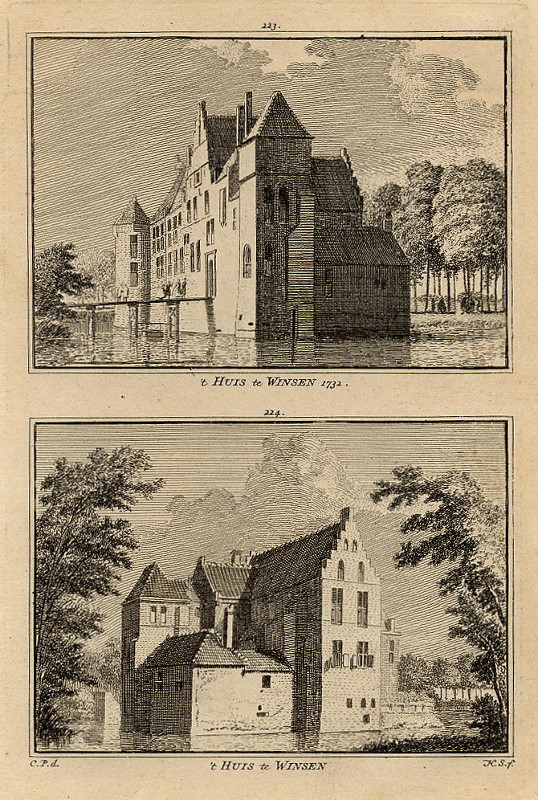 afbeelding van prent ´t Huis te Winsen 1732 van H. Spilman en C. Pronk (Winssen)