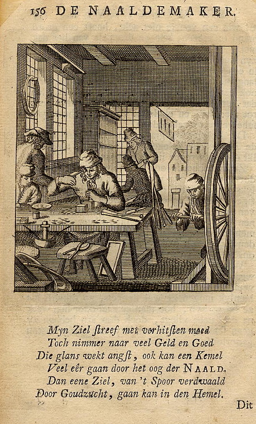 afbeelding van prent De Naaldemaker van Jan en Caspar Luyken