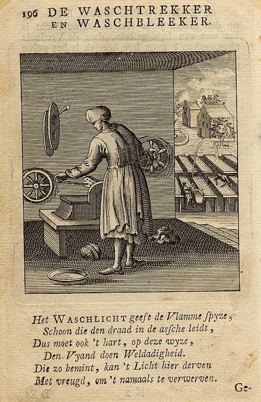 afbeelding van prent De Waschtrekker en waschbleeker van Jan en Caspar Luyken