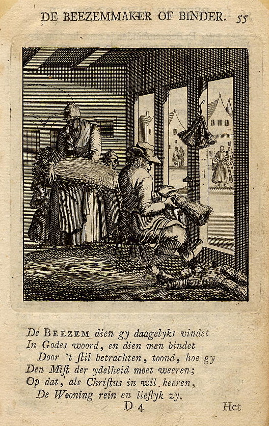 afbeelding van prent De Beezemmaker of binder van Jan en Caspar Luyken