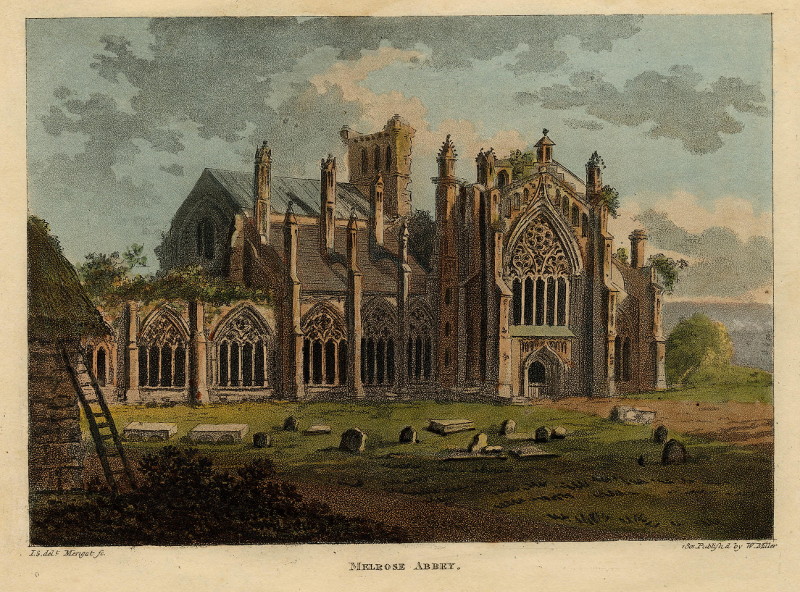 afbeelding van prent Melrose abbey van J. Merigot naar J.Stoddart (Melrose)