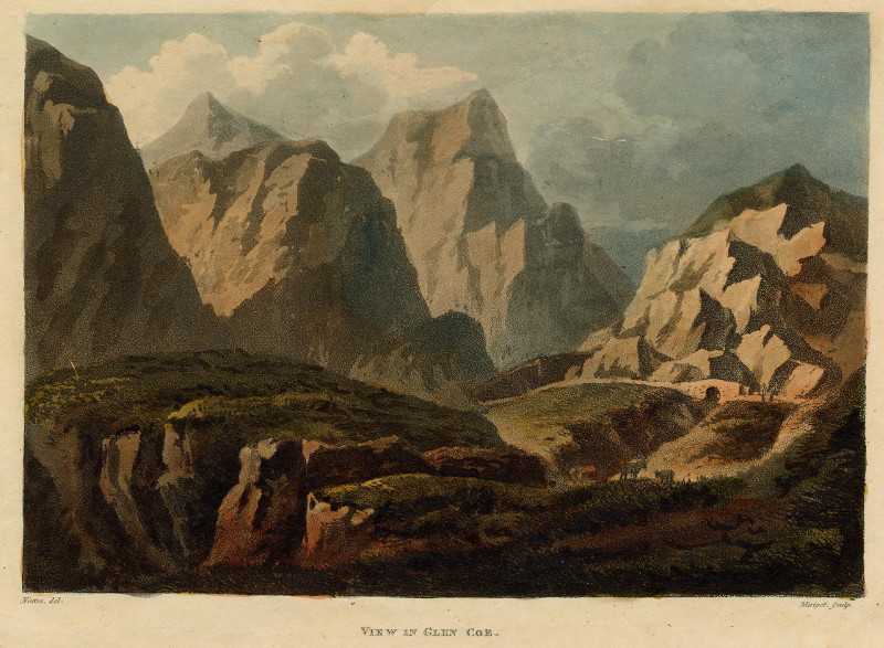 afbeelding van prent View in Glen Coe van J. Merigot naar J.C. Nattes (Glen Coe)