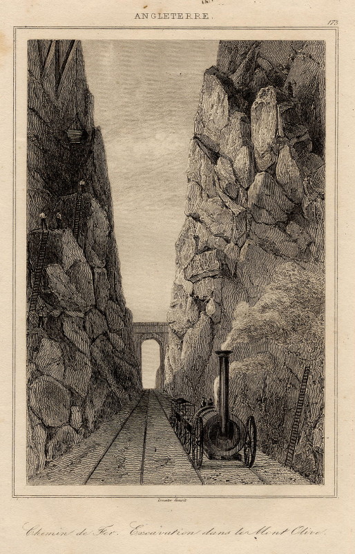 afbeelding van prent Chemin de Fer. Excavation dans le Mont Olive van Lemaitre, naar Thomas Talbot Bury (Liverpool)