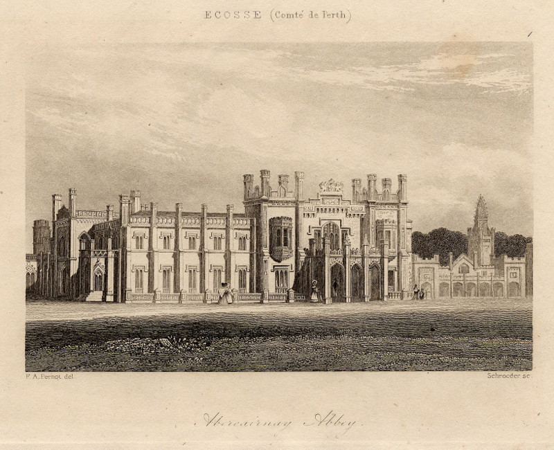 afbeelding van prent Abercairnay Abbey van F.A. Pernot, Schroeder (Abercairny)