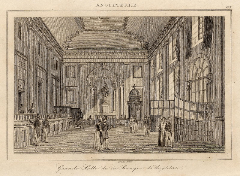afbeelding van prent Grande Salle de la Banque d´Angleterre van Lemaitre (Londen, London)