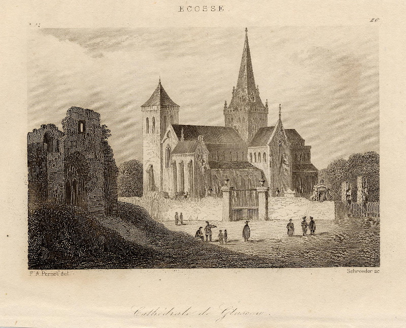 afbeelding van prent Cathédrale de Glascow van F.A. Pernot, Schroeder (Glasgow)