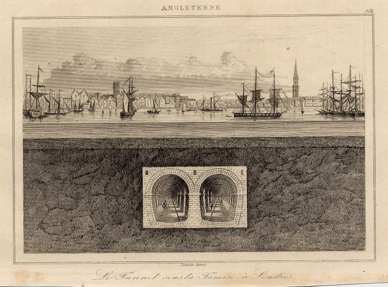 afbeelding van prent Le Tunnel sous la Tamise, à Londres van Lemaitre (Londen, London)