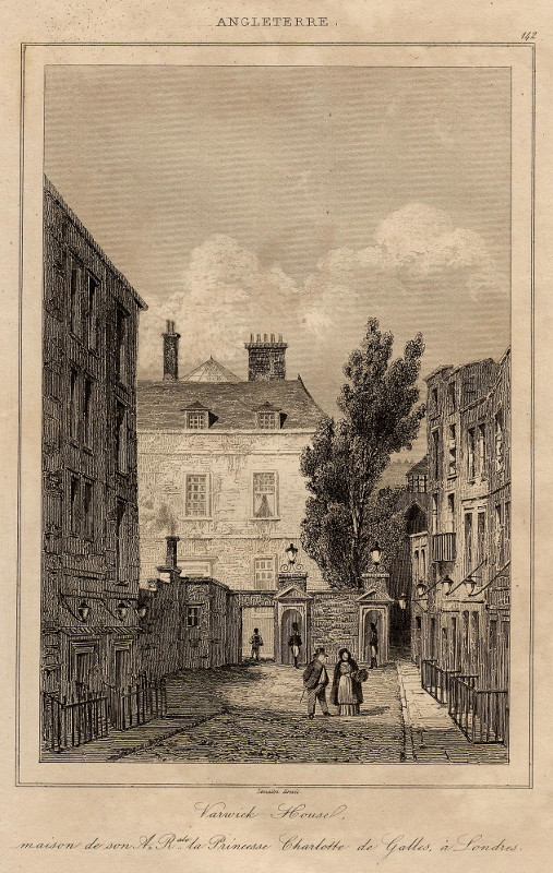 afbeelding van prent Varwick House, maison de son A. R.  la Princesse Charlotte de Galles, à Londres van Lemaitre (Londen, London)