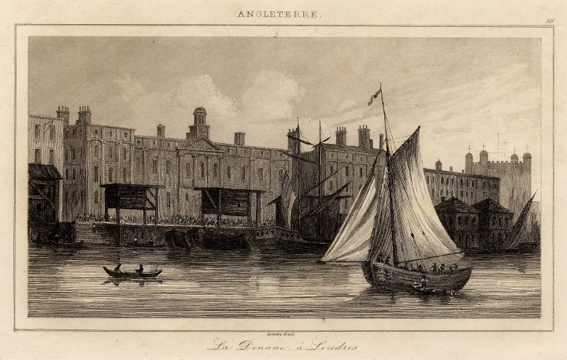 afbeelding van prent La Douane, à Londres van Lemaitre (Londen, London)