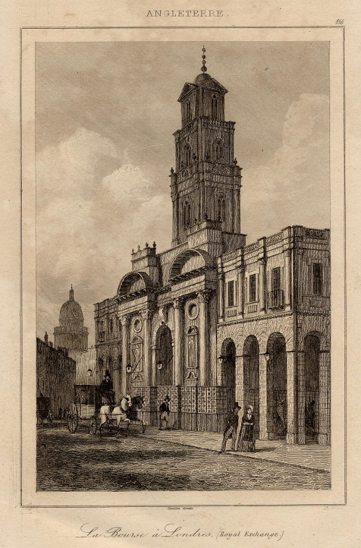 afbeelding van prent La Bourse à Londres (Royal Exchange) van Lemaitre (Londen, London)