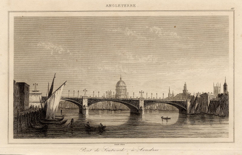 afbeelding van prent Pont de Soutwark, à Londres van Lemaitre (Londen, London)
