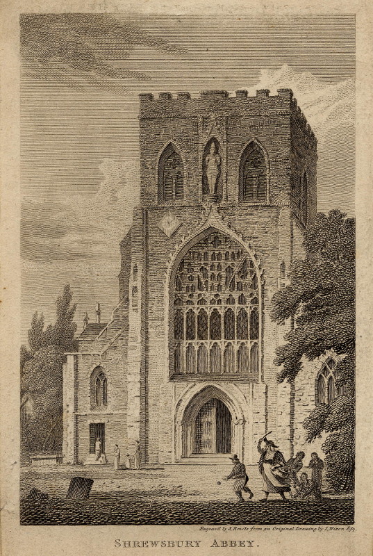 afbeelding van prent Shrewsbury Abbey van S. Rawle, J. Nixon (Shrewsbury)
