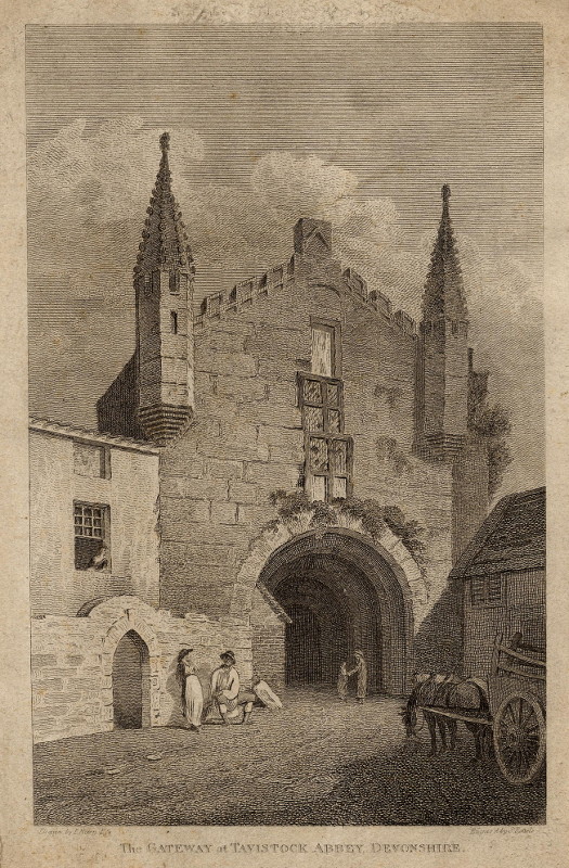 afbeelding van prent The gateway at Tavistock abbey, Devonshire van S. Rawle, J. Nixon (Tavistock)