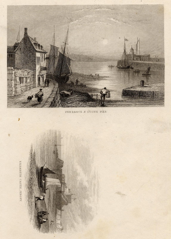 afbeelding van prent Penzance & Stone pier. Elizabeth castle, Jersey van nn (Penzance, Jersey)