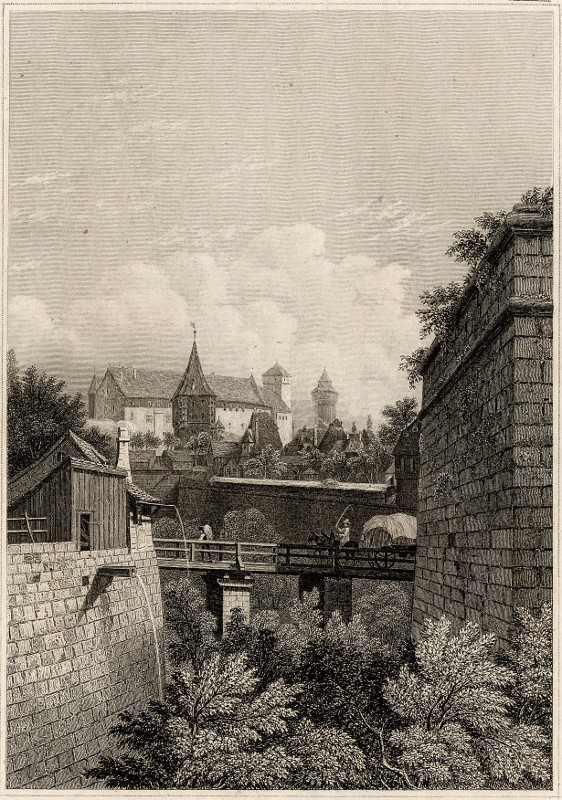 afbeelding van prent Die Burg in Nürnberg van nn (Neurenberg)