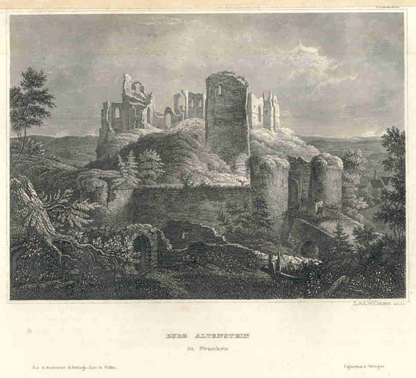 afbeelding van prent Burg Altenstein in Franken van nn (Altenstein)
