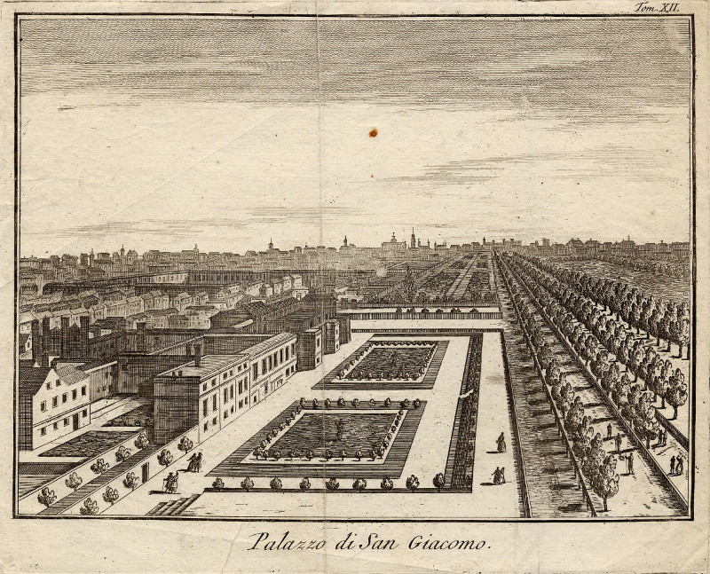 afbeelding van prent Palazzo di San Giacomo van Johannes Kip, William Henry Toms (Londen, London)