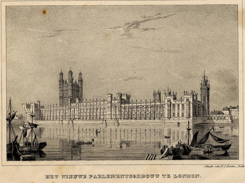 afbeelding van prent Het nieuwe Parlementsgebouw te Londen van H.J. Backer (Londen, London)