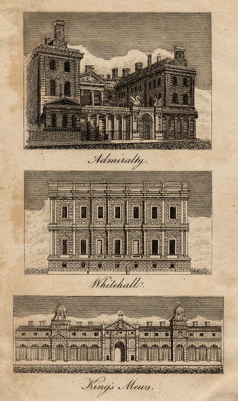 afbeelding van prent Admiralty, Whitehall, King´s Mews van nn (Londen, London)