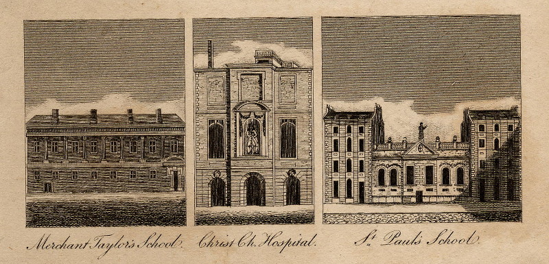 afbeelding van prent Merchant Taylor´s School, Christ Ch. Hospital, St. Paul´s School van nn (Londen, London)