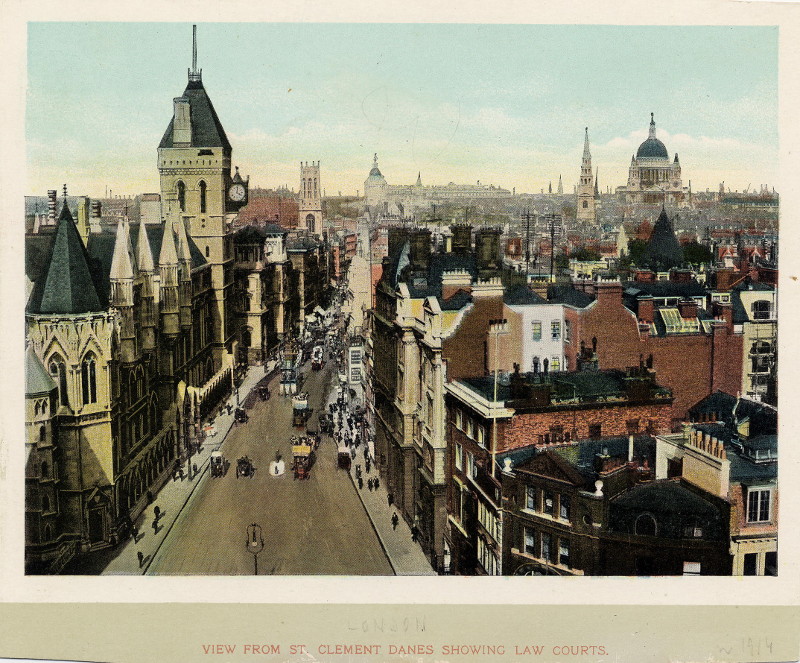 afbeelding van prent View from St. Clement Danes showing Law Courts van nn (Londen, London)