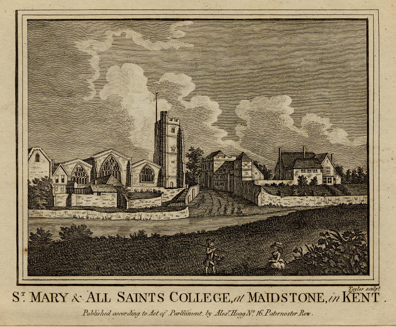 afbeelding van prent St. Mary & All Saints College, at Maidstone, in Kent van Taylor (Maidstone)