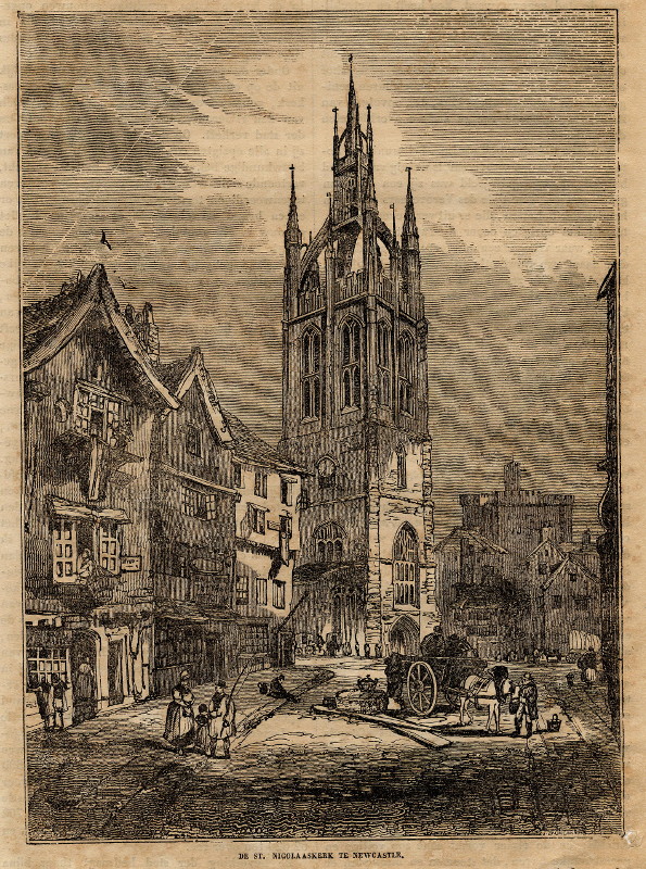 afbeelding van prent De St. Nicolaaskerk te Newcastle van nn (Newcastle)