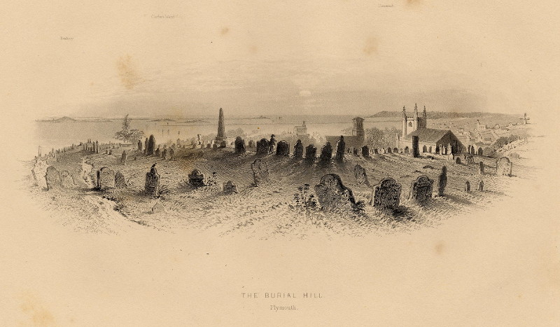 afbeelding van prent The Burial Hill, Plymouth van W.H. Bartlett (Plymouth)