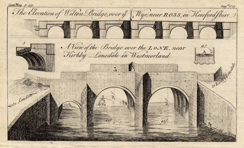 afbeelding van prent The Elevation of Wilton Bridge, over the Wye, near ROSS, in Herefordshire van nn (Ross-on-Wye, Kirkby) afbeelding van prent The Elevation of Wilton Bridge, over the Wye, near ROSS, in Herefordshire van nn (Ross-on-Wye, Kirkby)