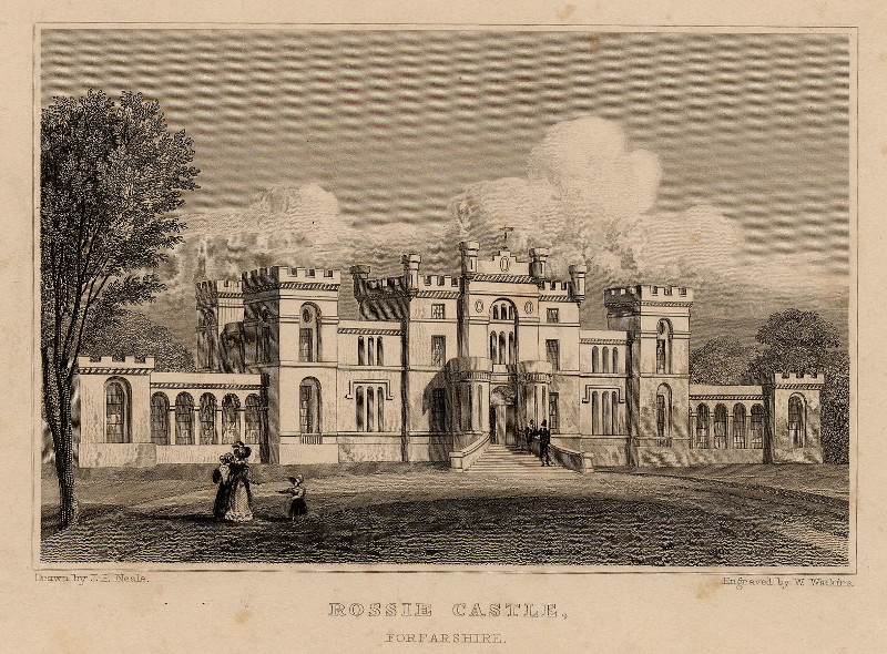 afbeelding van prent Rossie Castle, Forfarshire van W. Watkins, J.P. Neale (Angus)