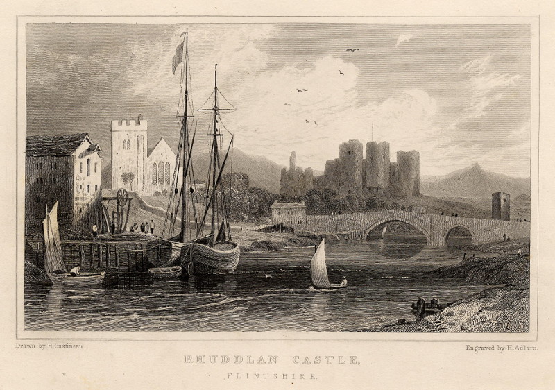 afbeelding van prent Rhuddlan Castle, Flintshire van H. Adlard, H. Gastineau (Rhuddlan)