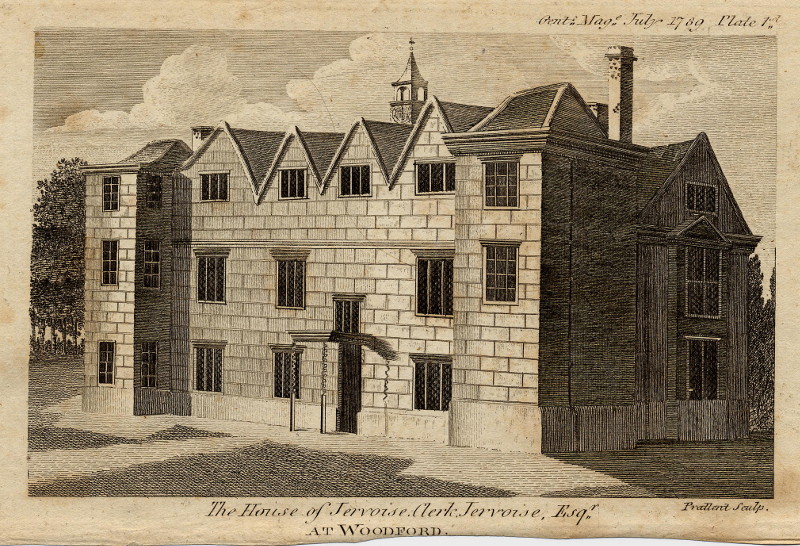 afbeelding van prent The house of Jervoise Clerk Jervoise, Esquire, at Woodford van Prattent (Londen, London)