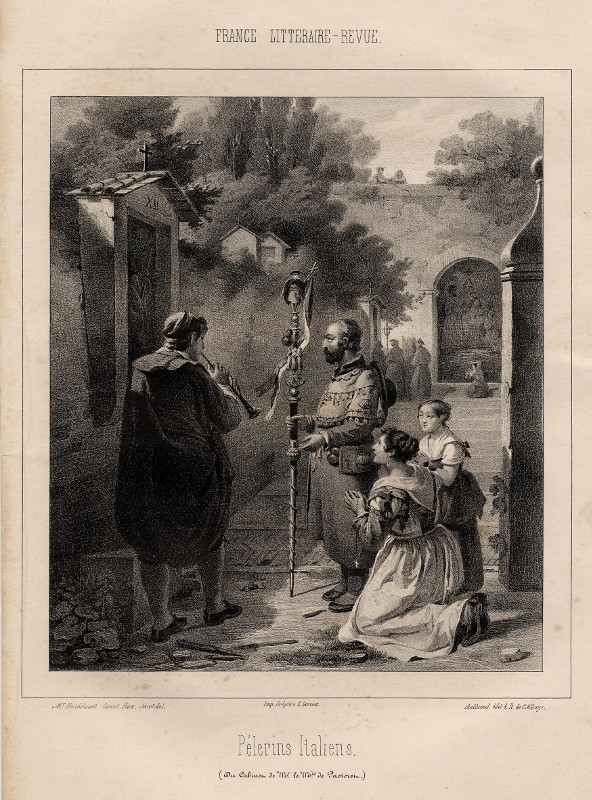 afbeelding van prent Pélerins Italiens van Handebourt, Lescot, Jacot