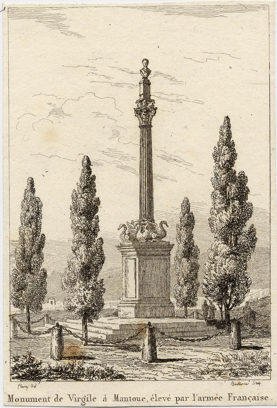 afbeelding van prent Monument de Virgile à Mantoue, élevé par l´armée Francaise van Fleury, Boullemie (Mantua)