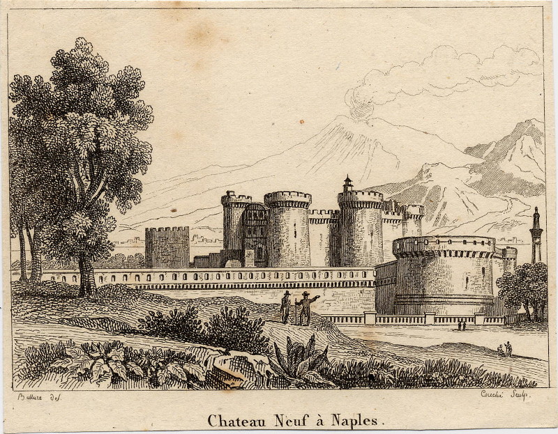 afbeelding van prent Chateau Neuf à Naples van Buttura, Couché (Napels)