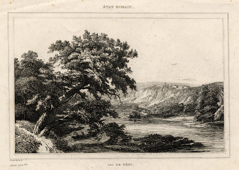 afbeelding van prent État Romain. Lac de Némi. van Girard (Nemi)