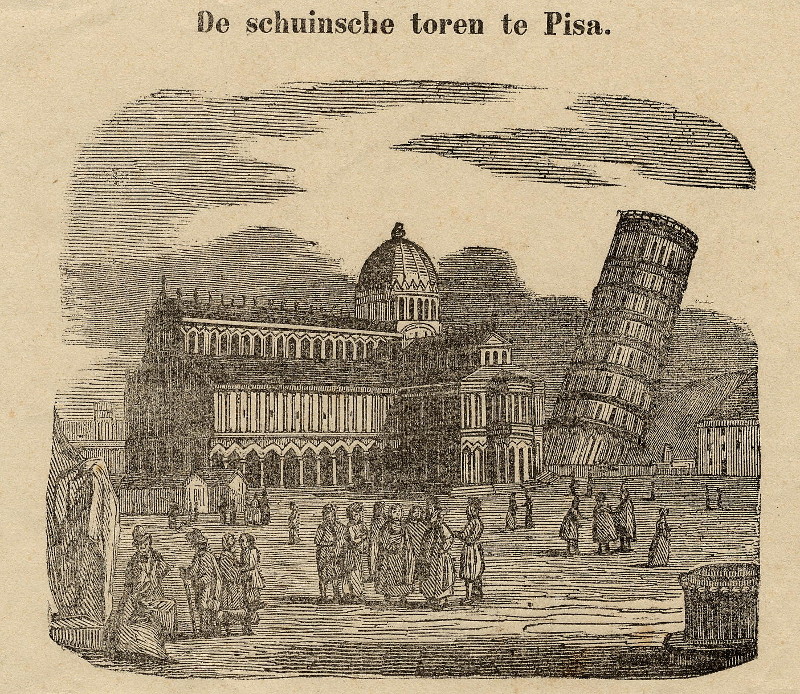 afbeelding van prent De schuinsche toren te Pisa van nn (Pisa)