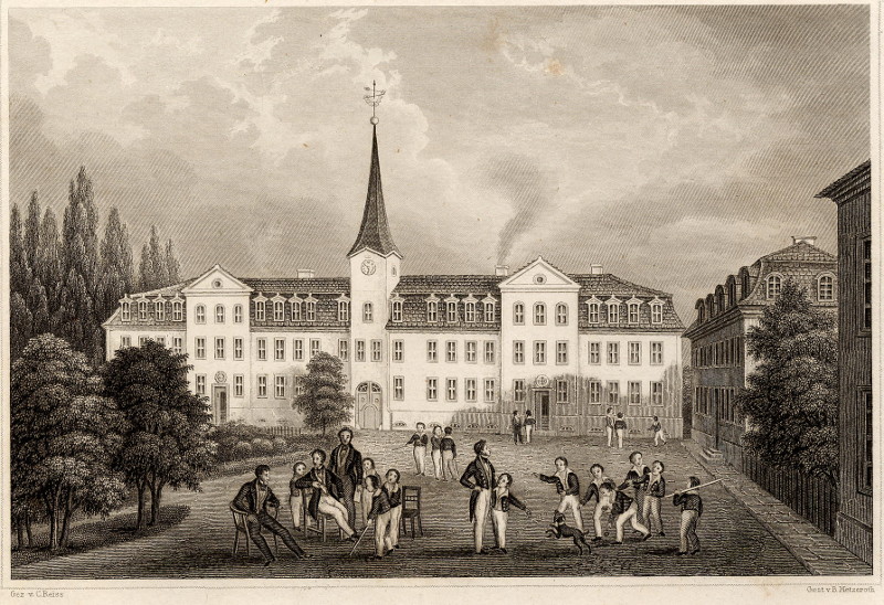 afbeelding van prent Salzmann´s Institut zu Schnepfental van nn (Schnepfenthal)