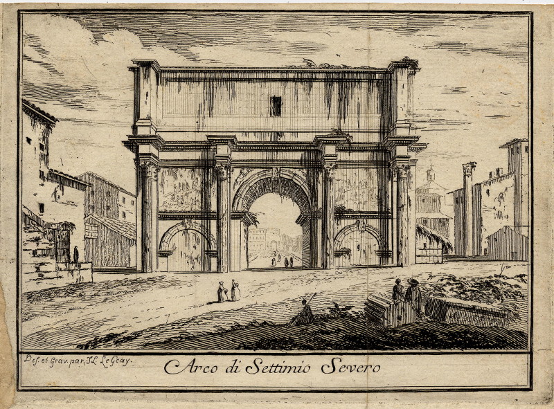 afbeelding van prent Arco di Settimio Severo van J.L. Legeay (Rome)