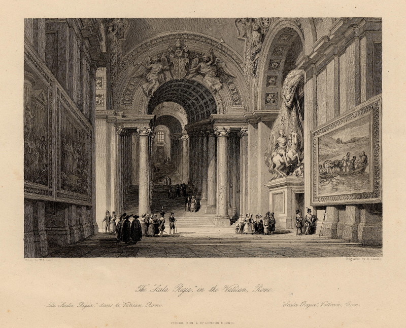 afbeelding van prent The Sala Regia in the Vatican, Rome van W.L. Leitch, E. Challis (Vaticaanstad, Vaticaan, Vatican)