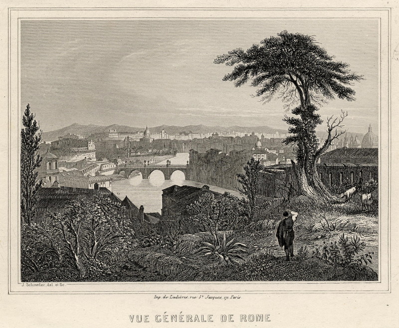 afbeelding van prent Vue générale de Rome van J. Schroeder (Rome)