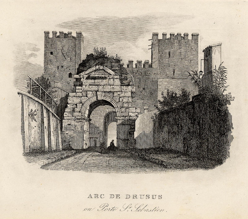 afbeelding van prent Arc de Drusus ou Porte St. Sebastien van nn (Rome)