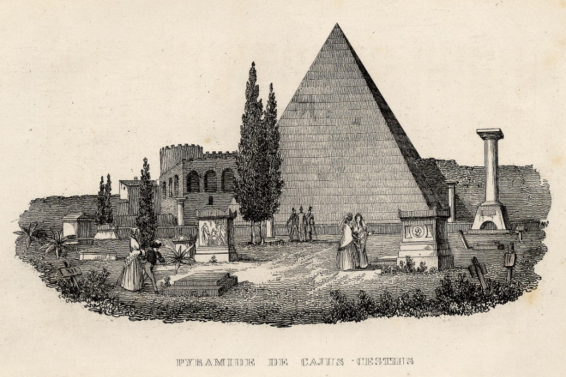 afbeelding van prent Pyramide de Cajus Cestius van nn (Rome)