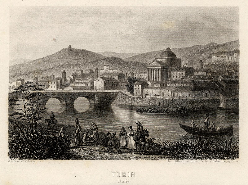 afbeelding van prent Turin Italie van J. Schroeder (Turijn)